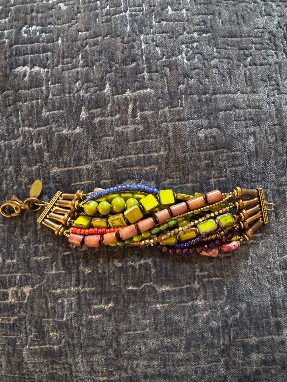 Multistrand Colorful Beaded Bracelet - Green, Pink, Blue